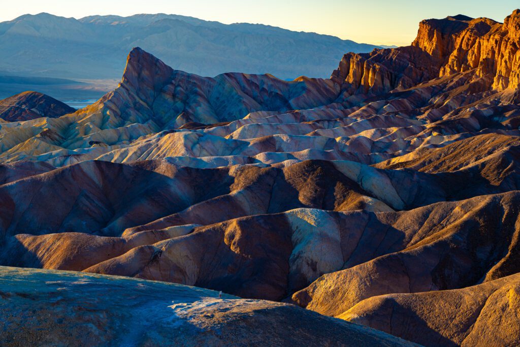 Sunset at Zabriskie Point in Death Valley National Park, CA.