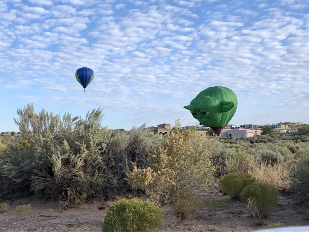 We followed the hot air balloons through various neighborhoods and watched them land, some in people's back yards, some along the streets and some in parking lots.